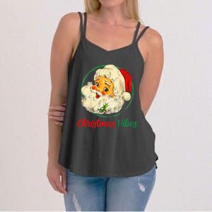 Christmas Santa Claus Face Funny Old Fashioned Women's Strappy Tank