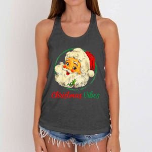 Christmas Santa Claus Face Funny Old Fashioned Women's Knotted Racerback Tank