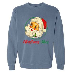 Christmas Santa Claus Face Funny Old Fashioned Garment-Dyed Sweatshirt