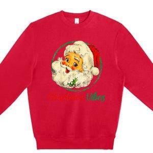 Christmas Santa Claus Face Funny Old Fashioned Premium Crewneck Sweatshirt