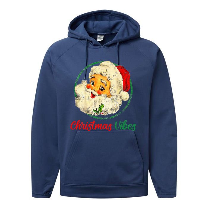 Christmas Santa Claus Face Funny Old Fashioned Performance Fleece Hoodie