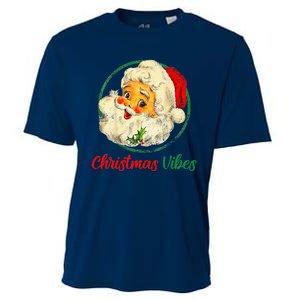 Christmas Santa Claus Face Funny Old Fashioned Cooling Performance Crew T-Shirt