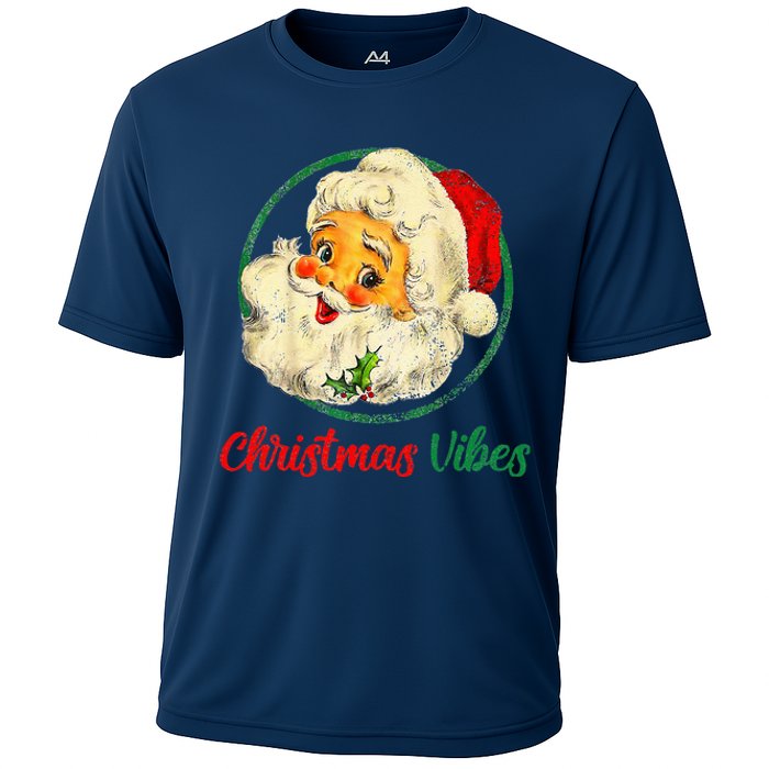 Christmas Santa Claus Face Funny Old Fashioned Cooling Performance Crew T-Shirt