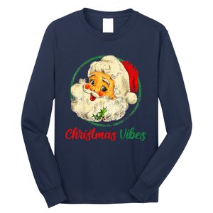 Christmas Santa Claus Face Funny Old Fashioned Long Sleeve Shirt