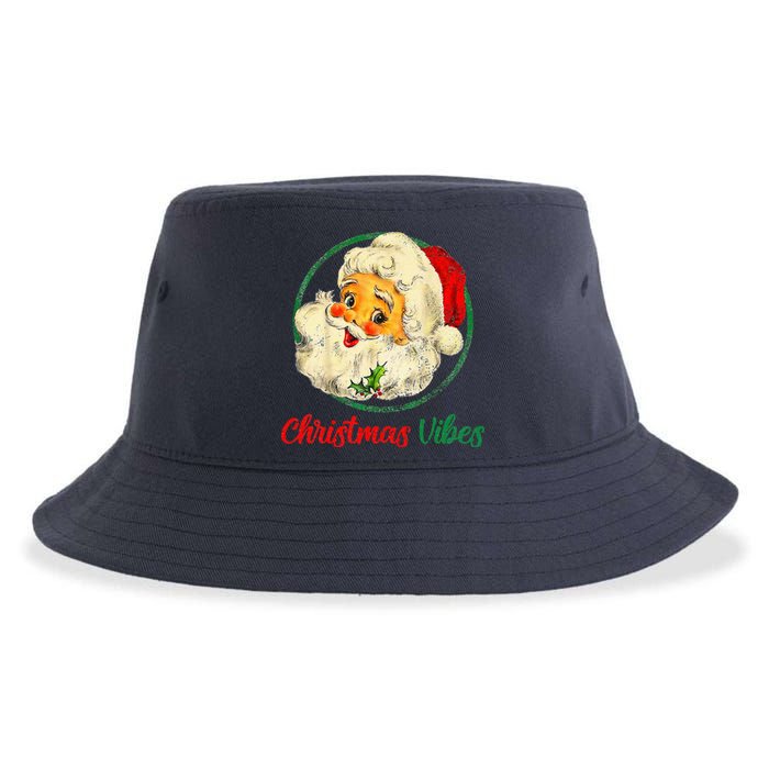 Christmas Santa Claus Face Funny Old Fashioned Sustainable Bucket Hat