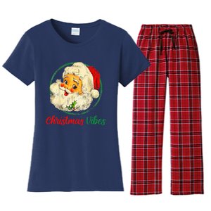 Christmas Santa Claus Face Funny Old Fashioned Women's Flannel Pajama Set