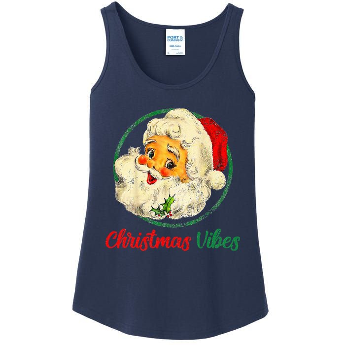 Christmas Santa Claus Face Funny Old Fashioned Ladies Essential Tank