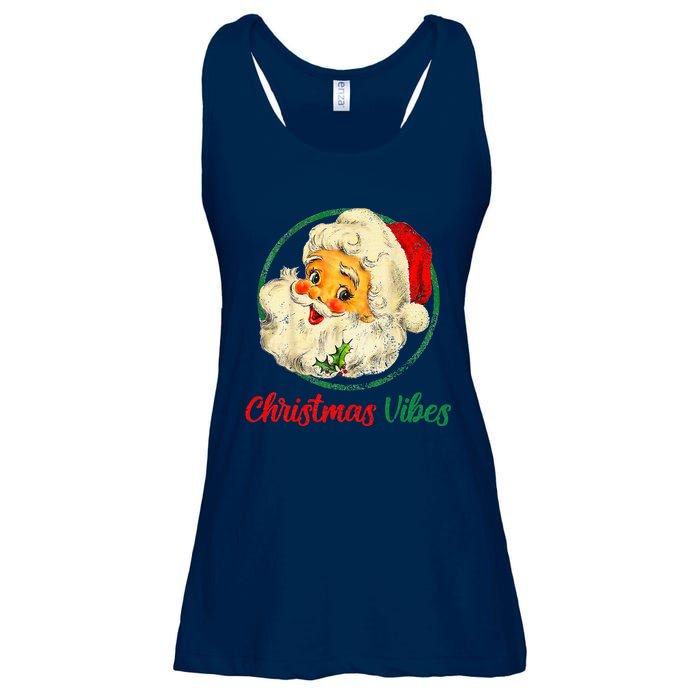 Christmas Santa Claus Face Funny Old Fashioned Ladies Essential Flowy Tank