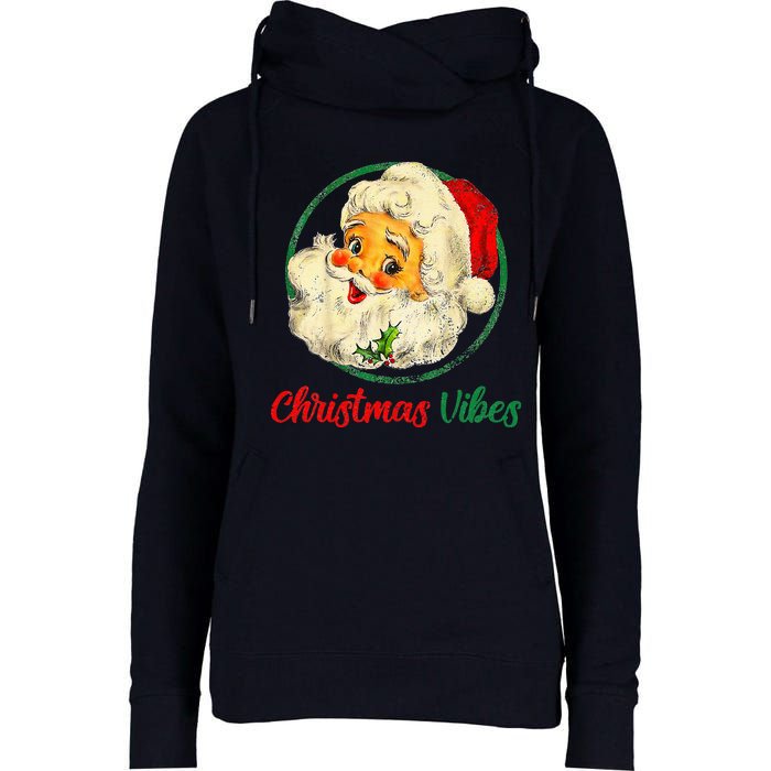 Christmas Santa Claus Face Funny Old Fashioned Womens Funnel Neck Pullover Hood