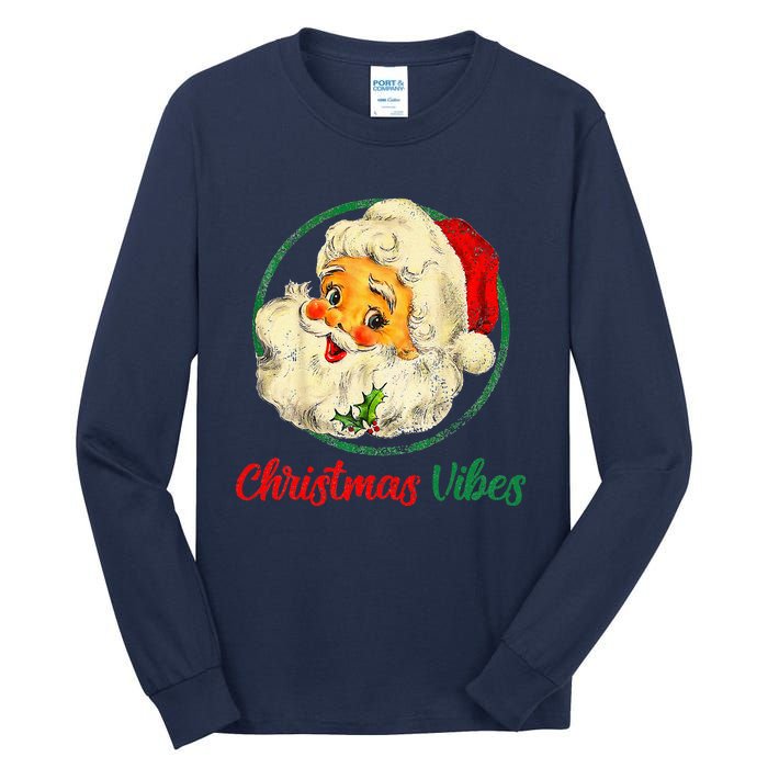 Christmas Santa Claus Face Funny Old Fashioned Tall Long Sleeve T-Shirt