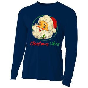 Christmas Santa Claus Face Funny Old Fashioned Cooling Performance Long Sleeve Crew