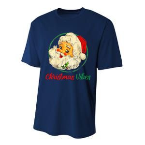 Christmas Santa Claus Face Funny Old Fashioned Performance Sprint T-Shirt