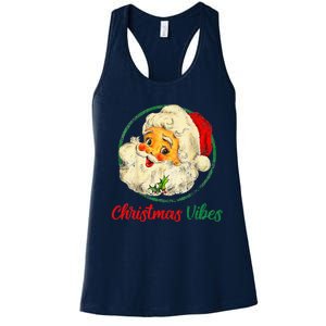 Christmas Santa Claus Face Funny Old Fashioned Women's Racerback Tank