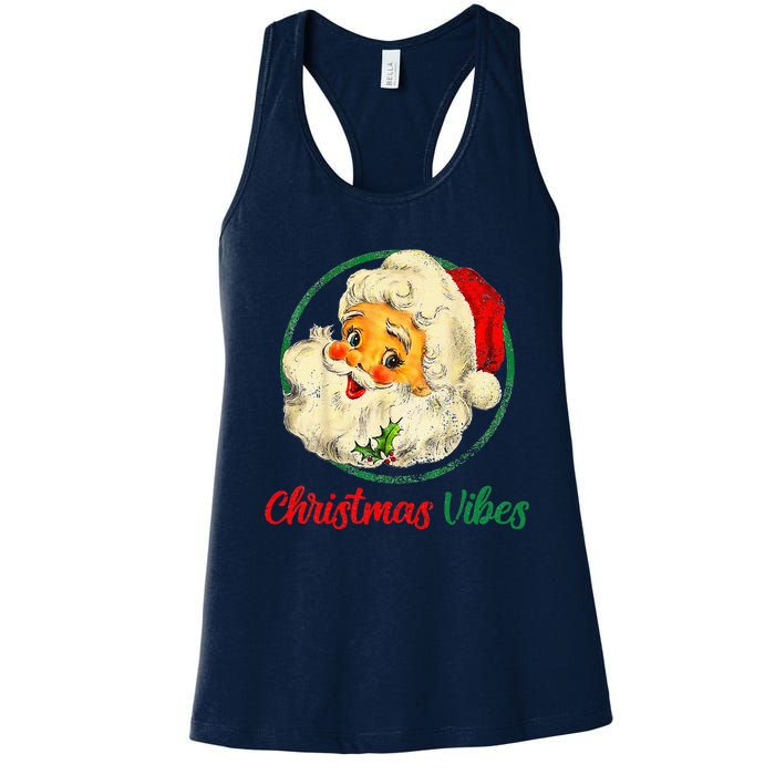 Christmas Santa Claus Face Funny Old Fashioned Women's Racerback Tank