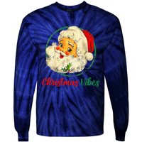 Christmas Santa Claus Face Funny Old Fashioned Tie-Dye Long Sleeve Shirt