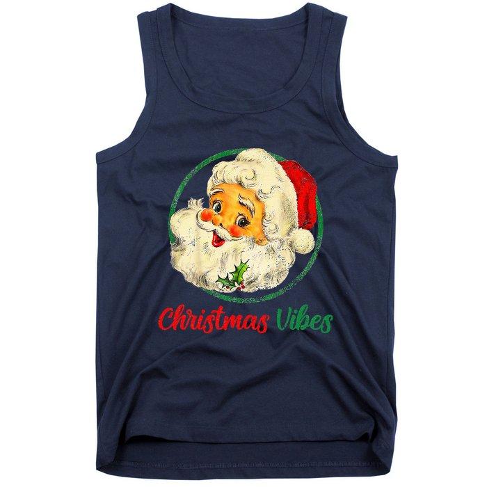 Christmas Santa Claus Face Funny Old Fashioned Tank Top