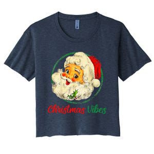 Christmas Santa Claus Face Funny Old Fashioned Women's Crop Top Tee