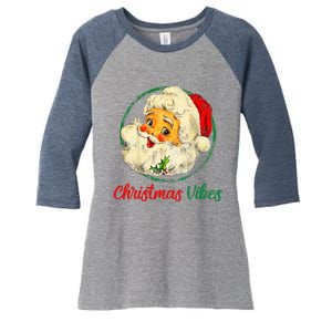 Christmas Santa Claus Face Funny Old Fashioned Women's Tri-Blend 3/4-Sleeve Raglan Shirt