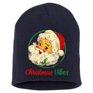 Christmas Santa Claus Face Funny Old Fashioned Short Acrylic Beanie