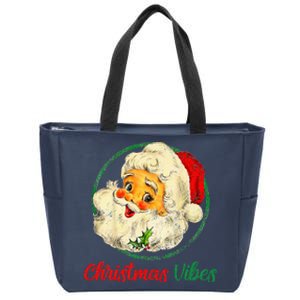 Christmas Santa Claus Face Funny Old Fashioned Zip Tote Bag