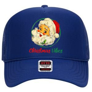 Christmas Santa Claus Face Funny Old Fashioned High Crown Mesh Back Trucker Hat