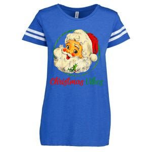 Christmas Santa Claus Face Funny Old Fashioned Enza Ladies Jersey Football T-Shirt