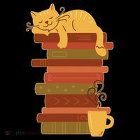 Cute Sleepy Cat On Book Stack And Coffee Tea Tank Top