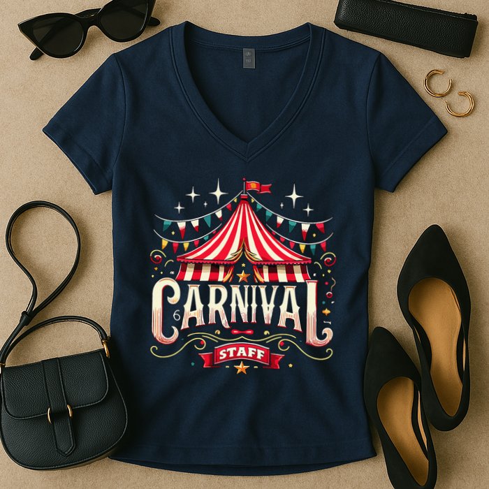 Carnival Staff Circus Matching Women's V-Neck T-Shirt