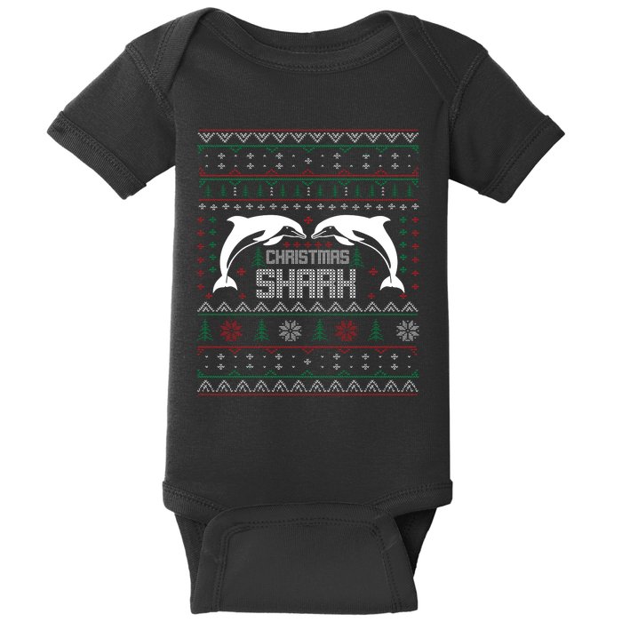 Christmas Shark Baby Bodysuit