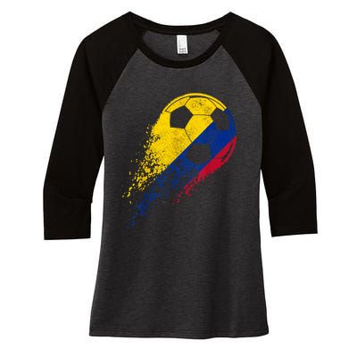 Colombia Soccer Colombian Flag Pride Soccer Player Women's Tri-Blend 3/4-Sleeve Raglan Shirt