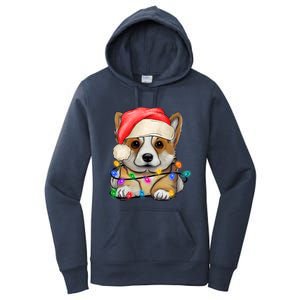 Corgi Santa Christmas Lights Funny Xmas Corgi Dog Lovers Funny Gift Women's Pullover Hoodie