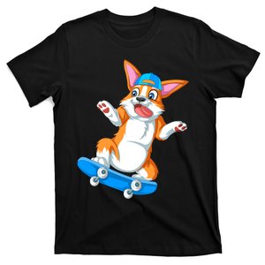 Corgi Skateboarding T-Shirt