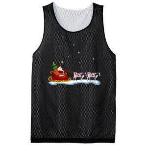 Cow Santa Christmas Sleigh Cow Xmas Reindeer Farm Animal Mesh Reversible Basketball Jersey Tank