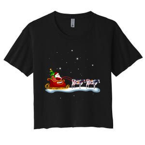 Cow Santa Christmas Sleigh Cow Xmas Reindeer Farm Animal Women's Crop Top Tee