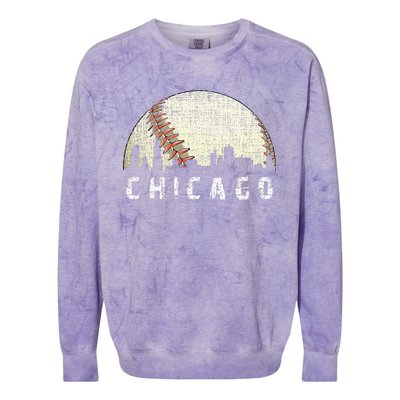 Chicago Skyline City Baseball Colorblast Crewneck Sweatshirt