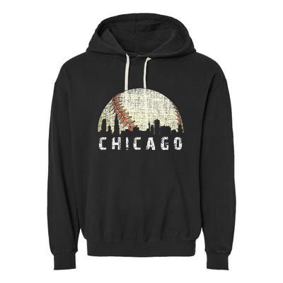 Chicago Skyline City Baseball Garment-Dyed Fleece Hoodie