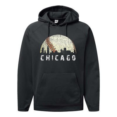 Chicago Skyline City Baseball Performance Fleece Hoodie