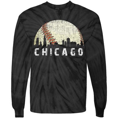 Chicago Skyline City Baseball Tie-Dye Long Sleeve Shirt