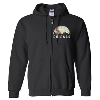 Chicago Skyline City Baseball Full Zip Hoodie