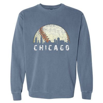 Chicago Skyline City Baseball Garment-Dyed Sweatshirt