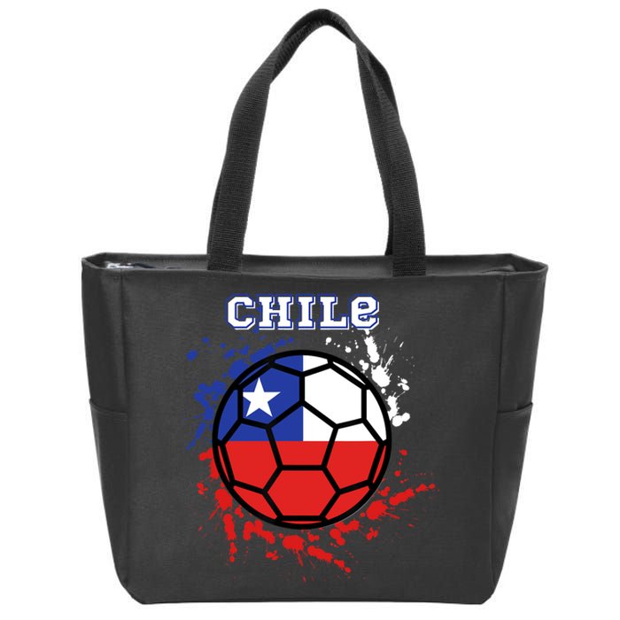 Chile Soccer Chilean Flag Futbol Fan Jersey Zip Tote Bag