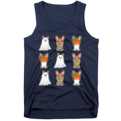 Cute Spooky Corgi Puppy Corgis Halloween Ghost Mummy Tank Top