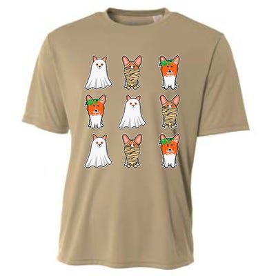 Cute Spooky Corgi Puppy Corgis Halloween Ghost Mummy Cooling Performance Crew T-Shirt