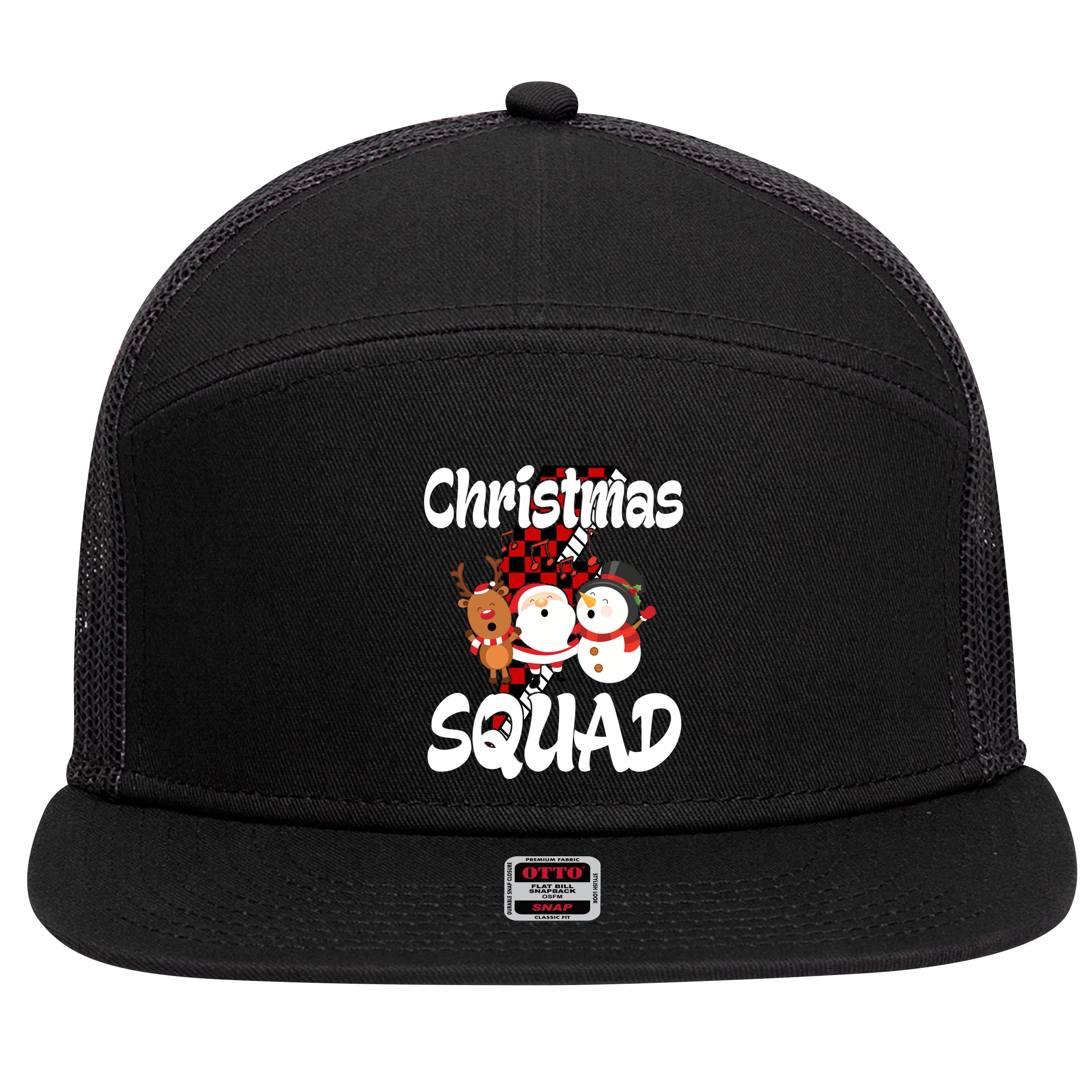 Christmas Squad Cute Holiday Musical 7 Panel Mesh Trucker Snapback Hat