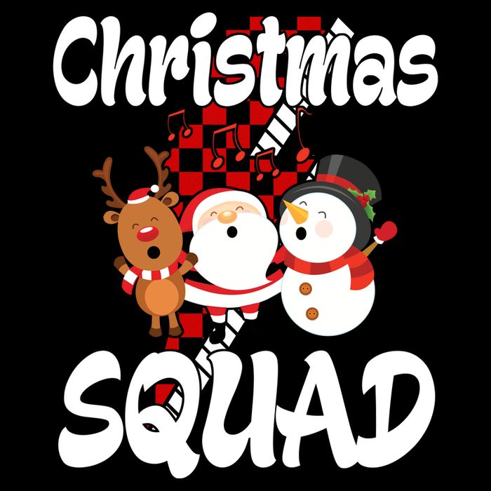 Christmas Squad Cute Holiday Musical Flat Bill Trucker Hat