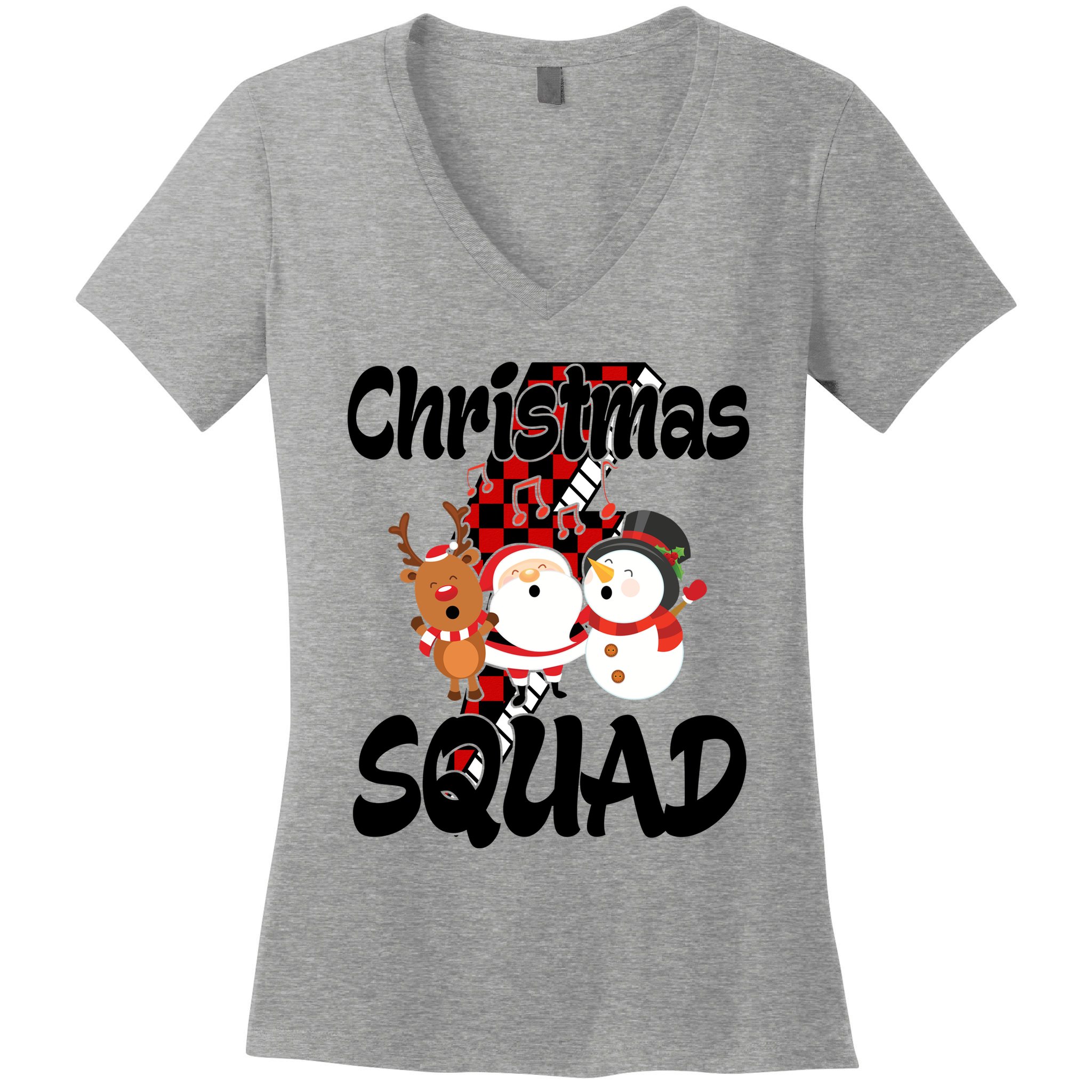 Christmas Squad Cute Holiday Musical Women's V-Neck T-Shirt
