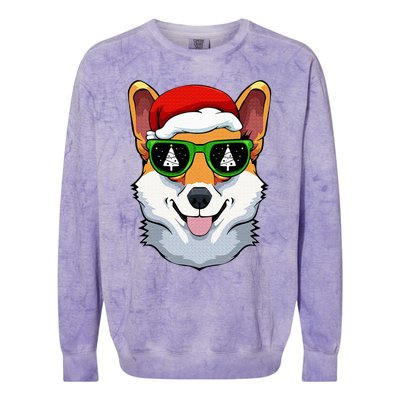 Corgi Sunglasses Christmas Pajama Dog Santa Hat XMas Tree Colorblast Crewneck Sweatshirt