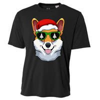 Corgi Sunglasses Christmas Pajama Dog Santa Hat XMas Tree Cooling Performance Crew T-Shirt