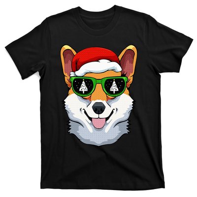 Corgi Sunglasses Christmas Pajama Dog Santa Hat XMas Tree T-Shirt