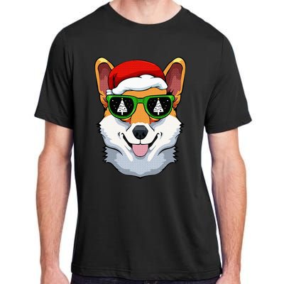 Corgi Sunglasses Christmas Pajama Dog Santa Hat XMas Tree Adult ChromaSoft Performance T-Shirt